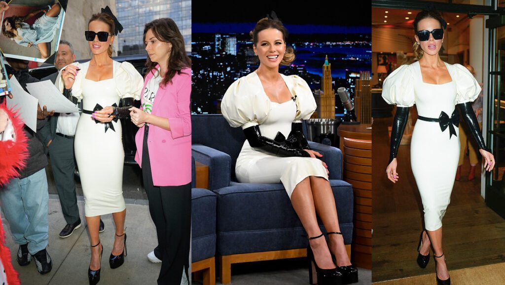 Kate Beckinsale latex on The Tonight Show