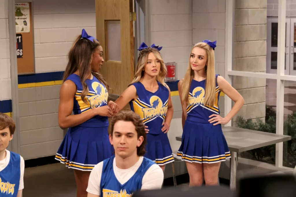 Sydney Sweeney SNL cheerleader outfit