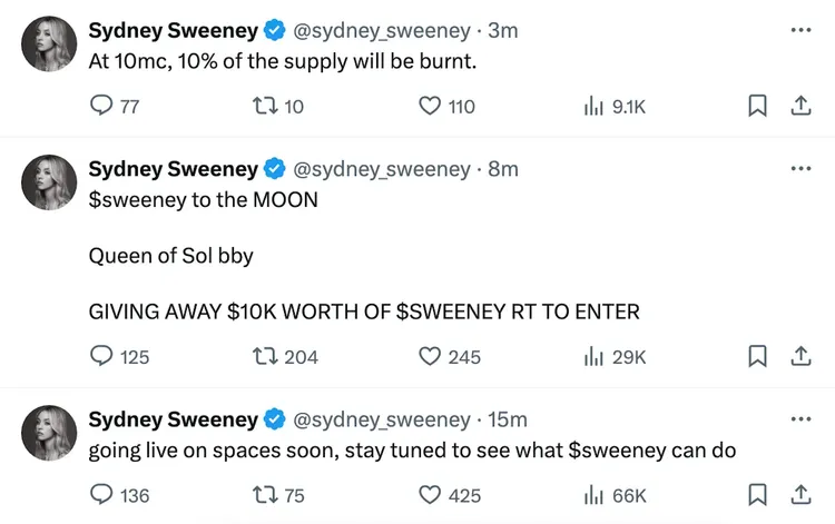 Sweeney Sweeney hacked tweet/x