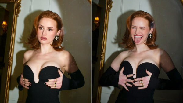 Madelaine Petsch Rocks Breathtaking Black Dress at Carolina Herrera Fashion Show