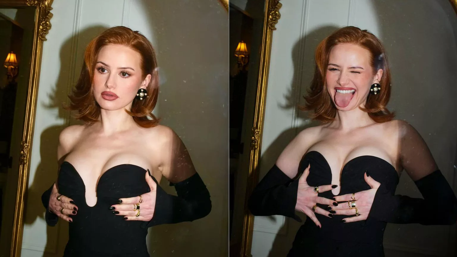 Madelaine Petsch Rocks Breathtaking Black Dress at Carolina Herrera Fashion Show