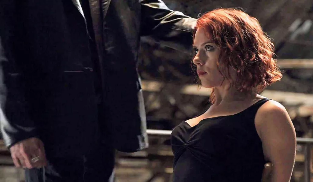 black widow tied to chair