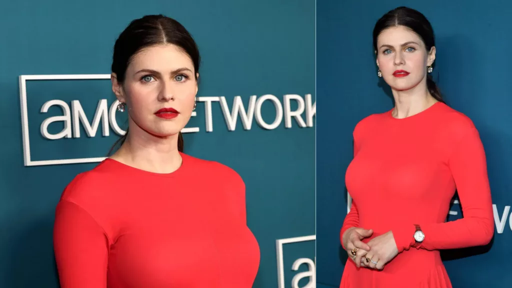 Alexandra Daddario Busty Red Dress Amc Upfront