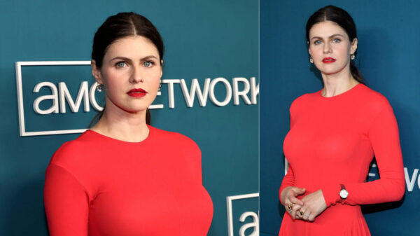 Alexandra Daddario Busty Red Dress Amc Upfront