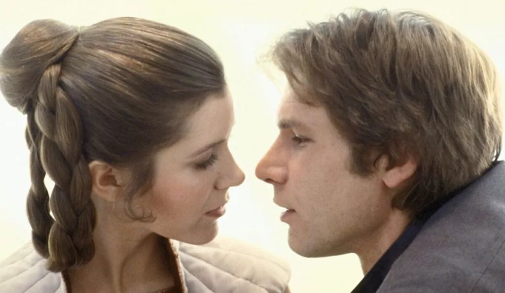 Han Solo and Princess Leia (Star Wars Original Trilogy) kiss