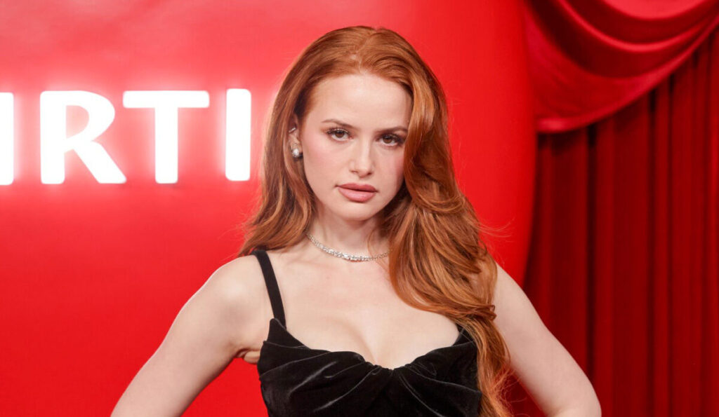 Madelaine Petsch Heats Up TIRTIR Red Bash in Velvet Mini and Plunging Neckline