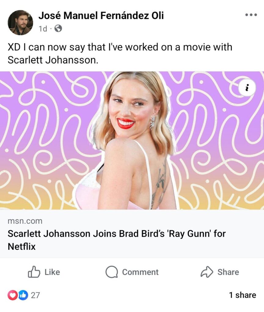 José Manuel Fernández Oli, just confirmed Scarlett Johansson