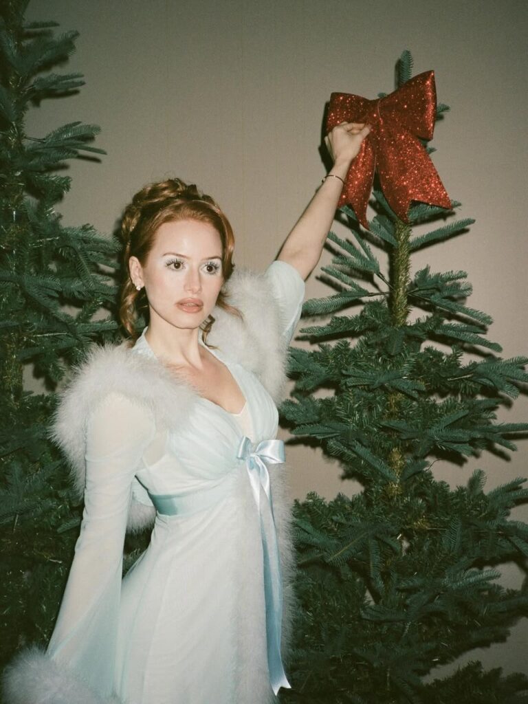 Madelaine Petsch Glows in Blue Fur-Trimmed Gown for Dreamy Christmas Shoot - @andiejjane